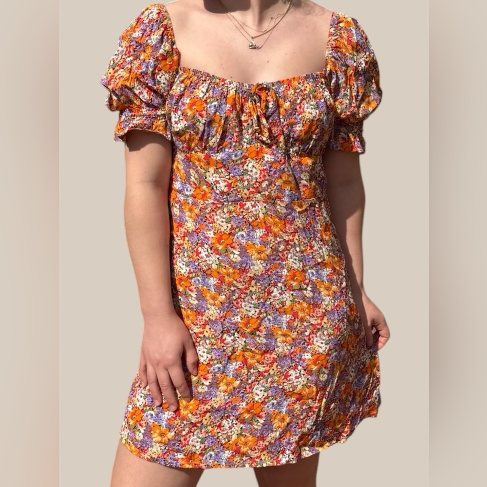 Faithfull The Brand mini dress in Orange & Purple